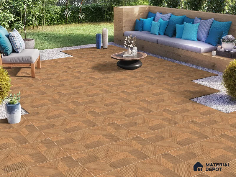 Wood Floor & Wall Tile TL 09306 Meranti Wood 4 ft x 2 ft Matte Finish Vitrified Tile - 9 mm | 1 Random Design | Suitable For Living Room, Bedroom, Dining Area