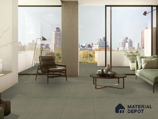 Cement Floor & Wall Tile TL 09291 Ava Moss 4 ft x 2 ft Matte Finish Vitrified Tile - 9 mm | 3 Random Design | Suitable For Living Room, Bedroom, Dining Area
