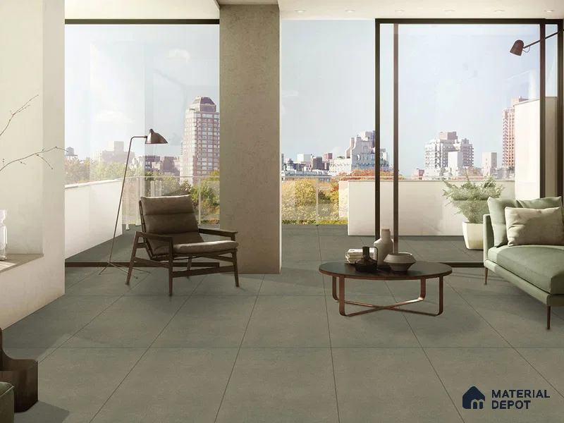 Cement Floor & Wall Tile TL 09291 Ava Moss 4 ft x 2 ft Matte Finish Vitrified Tile - 9 mm | 3 Random Design | Suitable For Living Room, Bedroom, Dining Area