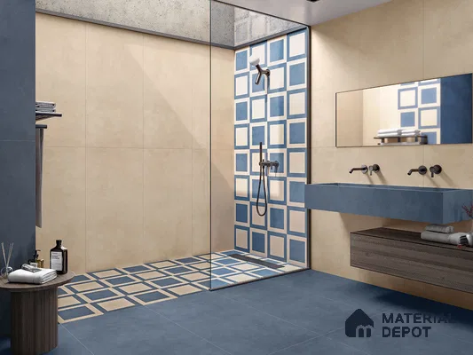 Cement Floor & Wall Tile TL 09298 Ava Ocean 4 ft x 2 ft Matte Finish Vitrified Tile - 9 mm | 3 Random Design | Suitable For Living Room, Bedroom, Dining Area