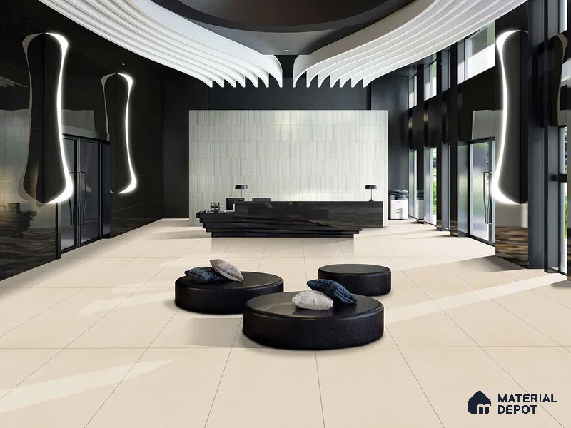 Plain Floor & Wall Tile TL 09296 Ava Chalk 4 ft x 2 ft Matte Finish Vitrified Tile - 9 mm | 3 Random Design | Suitable For Living Room, Bedroom, Dining Area