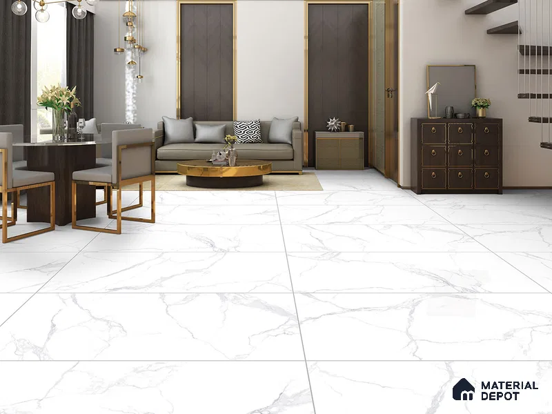 Marble Floor & Wall Tile TL 09234 Enigma Satuario Opec 4 ft x 2 ft Matte Finish Vitrified Tile - 9 mm | 5 Random Design | Suitable For Living Room, Bedroom, Dining Area