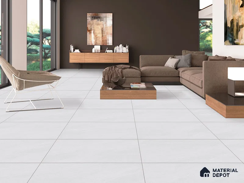 Stone Floor & Wall Tile TL 09300 Cosmic Bianco 4 ft x 2 ft Matte Finish Vitrified Tile - 9 mm | 5 Random Design | Suitable For Living Room, Bedroom, Dining Area