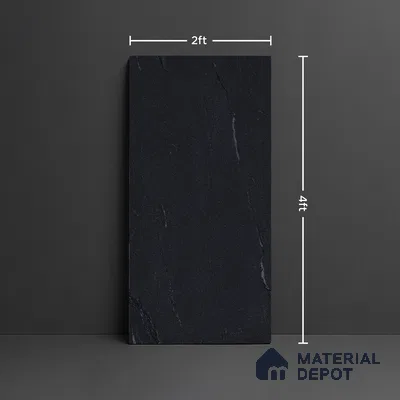 Punch Floor & Wall Tile TL 07900 E Bogota Black 4 ft x 2 ft Matte Finish Endless Vitrified Tile - 9 mm  | 4 Random Designs | Suitable For living Room, Bedroom, Bathroom