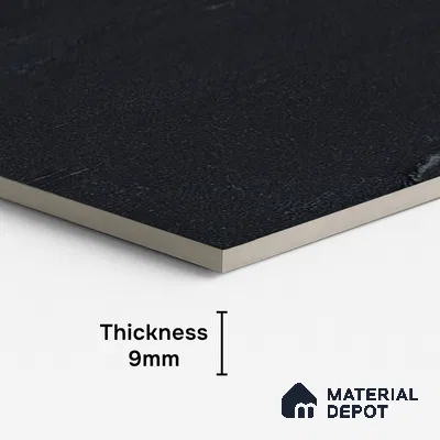 Punch Floor & Wall Tile TL 07900 E Bogota Black 4 ft x 2 ft Matte Finish Endless Vitrified Tile - 9 mm  | 4 Random Designs | Suitable For living Room, Bedroom, Bathroom