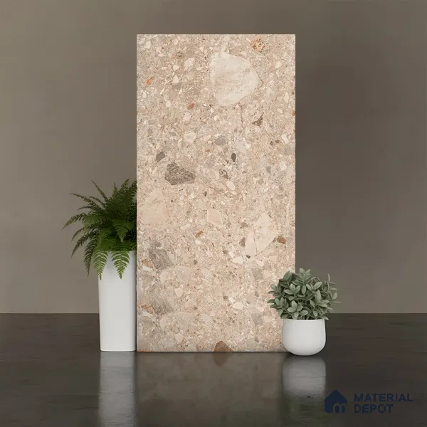 Stone Floor & Wall Tile TL 07901 D Fossil Oken 4 ft x 2 ft Matte Finish Endless Vitrified Tile - 9 mm | Suitable For living Room, Bedroom, Bathroom