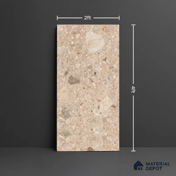 Stone Floor & Wall Tile TL 07901 D Fossil Oken 4 ft x 2 ft Matte Finish Endless Vitrified Tile - 9 mm | Suitable For living Room, Bedroom, Bathroom