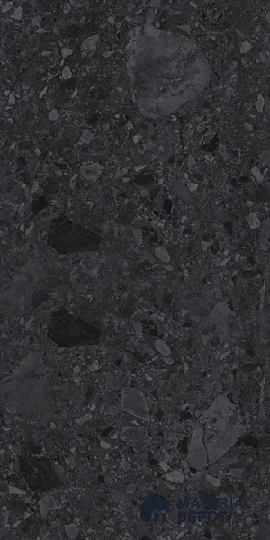 Stone Floor & Wall Tile TL 07901 E Fossil Svart 4 ft x 2 ft Matte Finish Endless Vitrified Tile - 9 mm | Suitable For living Room, Bedroom, Bathroom