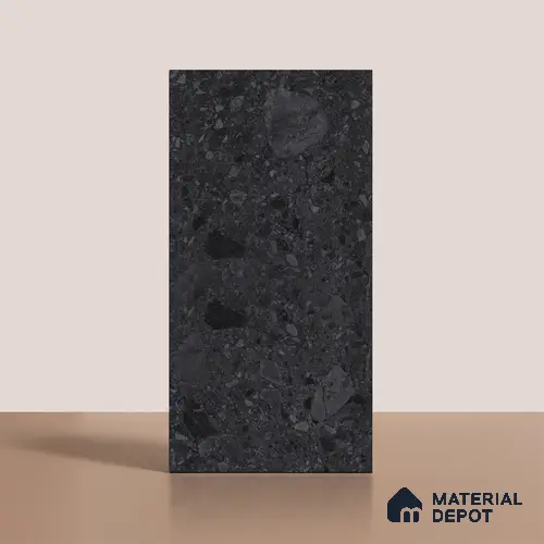 Stone Floor & Wall Tile TL 07901 E Fossil Svart 4 ft x 2 ft Matte Finish Endless Vitrified Tile - 9 mm | Suitable For living Room, Bedroom, Bathroom