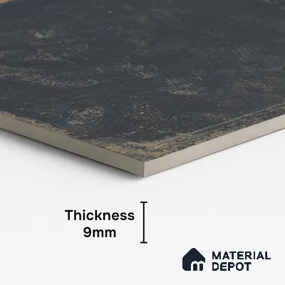 Punch Floor & Wall Tile TL 07902 C Spoleto Black 4 ft x 2 ft Matte Finish Vitrified Tile - 9 mm  | 6 Random Designs | Suitable For living Room, Bedroom, Bathroom