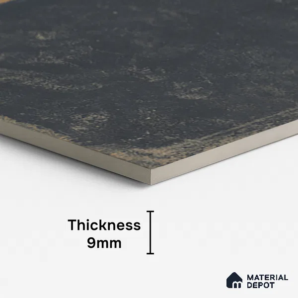 Punch Floor & Wall Tile TL 07902 C Spoleto Black 4 ft x 2 ft Matte Finish Vitrified Tile - 9 mm | 6 Random Designs | Suitable For living Room, Bedroom, Bathroom