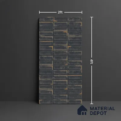 Highlighter Wall Tile TL 07902 D Spoleto Black Decor 4 ft x 2 ft Matte Finish Vitrified Tile - 9 mm  | 6 Random Designs | Suitable For Bathroom, Accent/Feature Wall, Dining Area