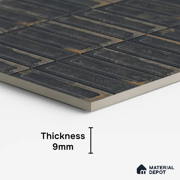 Highlighter Wall Tile TL 07902 D Spoleto Black Decor 4 ft x 2 ft Matte Finish Vitrified Tile - 9 mm | 6 Random Designs | Suitable For Bathroom, Accent/Feature Wall, Dining Area