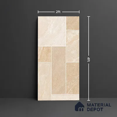 Punch Stone Floor & Wall Tile TL 07947 C Romagna Beige 4 ft x 2 ft Matte Finish  Vitrified Tile - 9 mm  | 4 Random Designs | Suitable For living Room, Bedroom, Bathroom