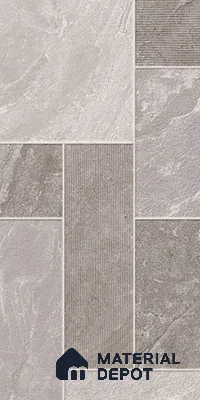 Punch Stone Floor & Wall Tile TL 07947 D Romagna Light Grey 4 ft x 2 ft Matte Finish  Vitrified Tile - 9 mm  | 4 Random Designs | Suitable For living Room, Bedroom, Bathroom