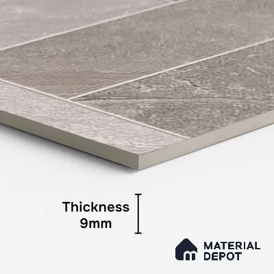 Punch Stone Floor & Wall Tile TL 07947 D Romagna Light Grey 4 ft x 2 ft Matte Finish  Vitrified Tile - 9 mm  | 4 Random Designs | Suitable For living Room, Bedroom, Bathroom