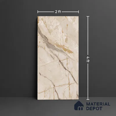 Marble Look Wall Tile TL 10601 SGH Tiaki Crema 4 ft x 2 ft Glue Matte Finish Vitrified Tile - 9 mm | 6 Random Designs | Suitable For living Room, Bedroom, Bathroom