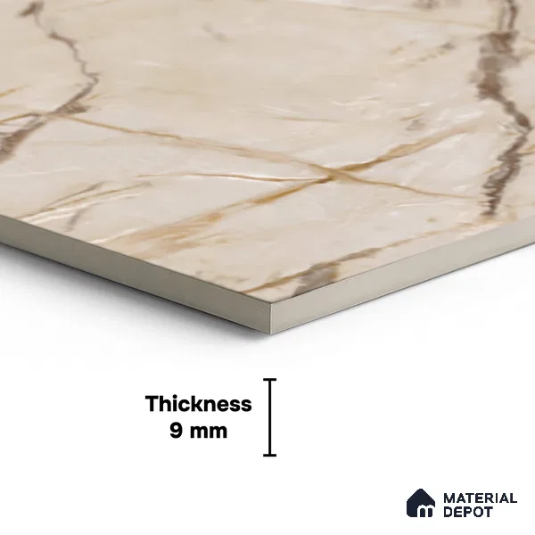Marble Look Wall Tile TL 10601 SGH Tiaki Crema 4 ft x 2 ft Glue Matte Finish Vitrified Tile - 9 mm | 6 Random Designs | Suitable For living Room, Bedroom, Bathroom