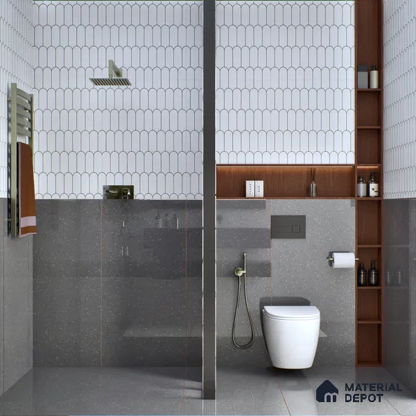 Terrazzo Wall & Floor Tile TL 07482 B Terrazzo Nero 4 ft x 2 ft Glossy Finish Vitrified Tile - 9 mm