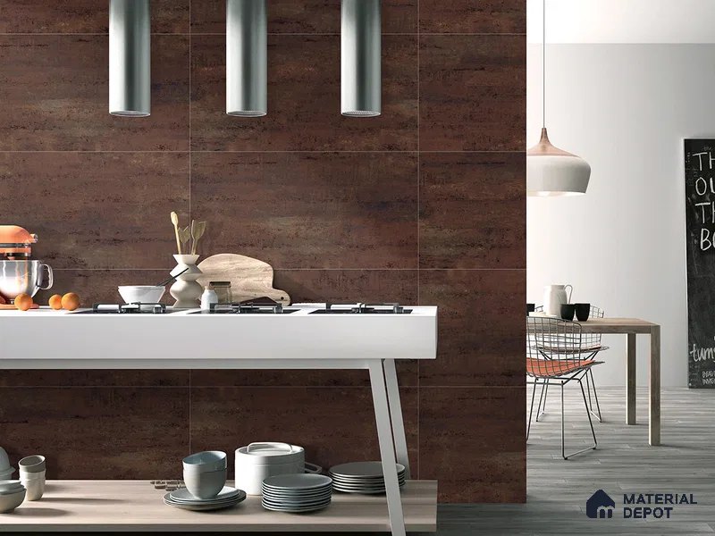 Stone Floor & Wall Tile TL 09197 Filo Rust 4 ft x 2 ft Metox Finish Vitrified Tile - 9 mm | 4 Random Design | Suitable For Living Room, Bedroom, Dining Area