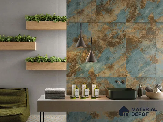 Stone Floor & Wall Tile TL 09198 Omen Sky 4 ft x 2 ft Metox Finish Vitrified Tile - 9 mm | 5 Random Design | Suitable For Living Room, Bedroom, Dining Area