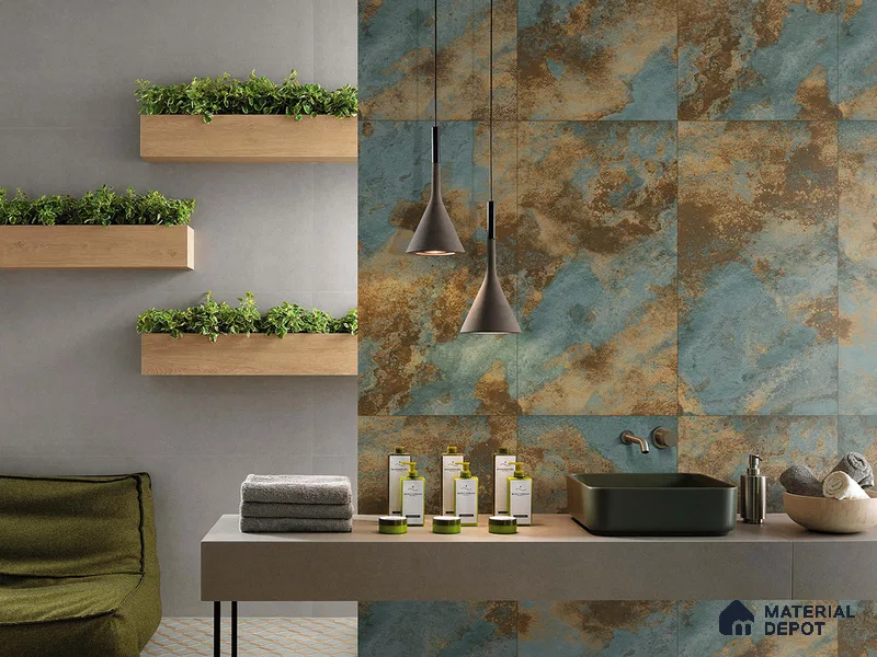 Stone Floor & Wall Tile TL 09198 Omen Sky 4 ft x 2 ft Metox Finish Vitrified Tile - 9 mm | 5 Random Design | Suitable For Living Room, Bedroom, Dining Area