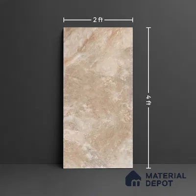 Marble Floor & Wall Tile TL 09340 Livid Beige 4 ft x 2 ft Polished Finish Vitrified Tile - 9 mm | 1 Random Design | Suitable For Living Room, Bedroom, Dining Area