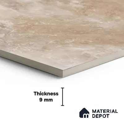 Marble Floor & Wall Tile TL 09340 Livid Beige 4 ft x 2 ft Polished Finish Vitrified Tile - 9 mm | 1 Random Design | Suitable For Living Room, Bedroom, Dining Area