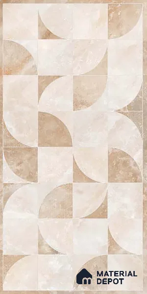 Patterned Wall Tile TL 09339 Livid Crema Decor 4 ft x 2 ft Polished Finish Vitrified Tile - 9 mm | 1 Random Design | Suitable For Living Room, Bedroom, Dining Area