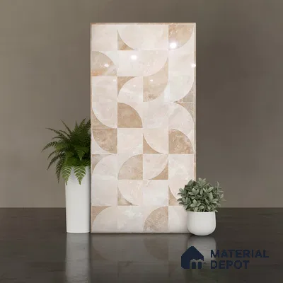 Patterned Wall Tile TL 09339 Livid Crema Decor 4 ft x 2 ft Polished Finish Vitrified Tile - 9 mm | 1 Random Design | Suitable For Living Room, Bedroom, Dining Area
