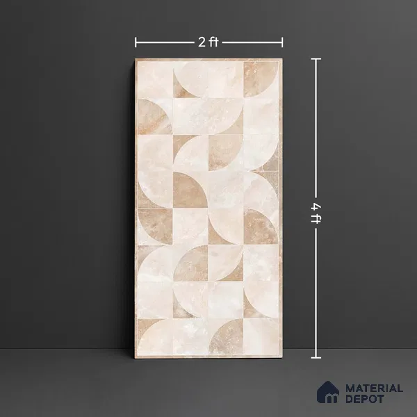 Patterned Wall Tile TL 09339 Livid Crema Decor 4 ft x 2 ft Polished Finish Vitrified Tile - 9 mm | 1 Random Design | Suitable For Living Room, Bedroom, Dining Area