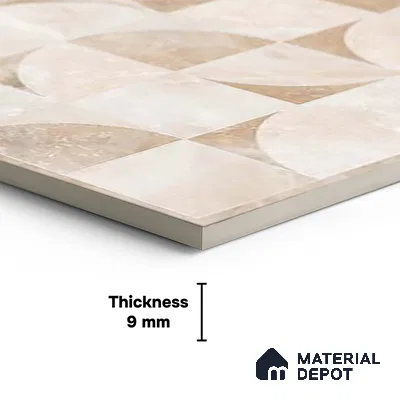 Patterned Wall Tile TL 09339 Livid Crema Decor 4 ft x 2 ft Polished Finish Vitrified Tile - 9 mm | 1 Random Design | Suitable For Living Room, Bedroom, Dining Area