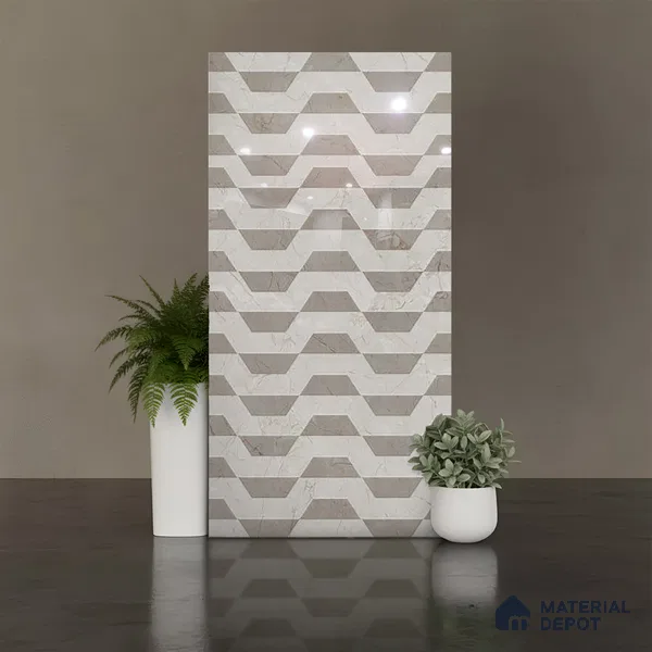 Patterned Floor & Wall Tile TL 09353 Elevate Perla Decore 4 ft x 2 ft Polished Finish Vitrified Tile - 9 mm | 1 Random Design | Suitable For Living Room, Bedroom, Dining Area