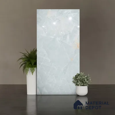 Marble Floor & Wall Tile TL 09349 Moorish Teal 4 ft x 2 ft Polished Finish Vitrified Tile - 9 mm | 3 Random Design | Suitable For Living Room, Bedroom, Dining Area