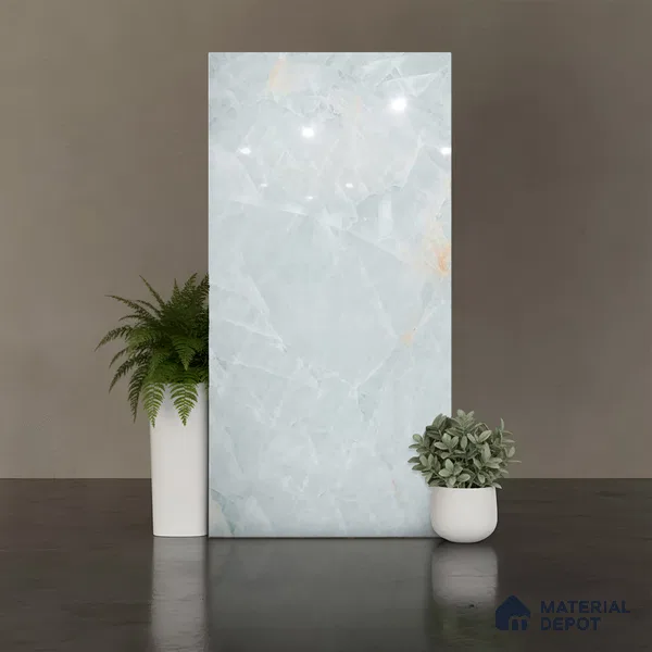 Marble Floor & Wall Tile TL 09349 Moorish Teal 4 ft x 2 ft Polished Finish Vitrified Tile - 9 mm | 3 Random Design | Suitable For Living Room, Bedroom, Dining Area