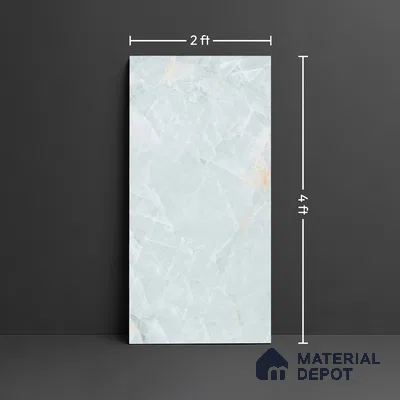 Marble Floor & Wall Tile TL 09349 Moorish Teal 4 ft x 2 ft Polished Finish Vitrified Tile - 9 mm | 3 Random Design | Suitable For Living Room, Bedroom, Dining Area