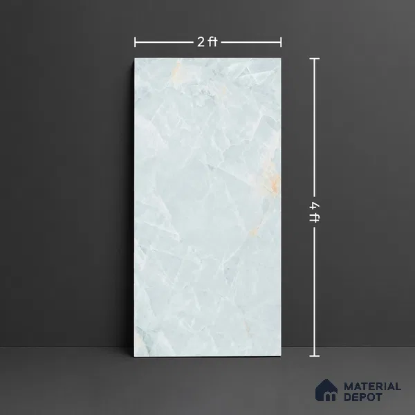 Marble Floor & Wall Tile TL 09349 Moorish Teal 4 ft x 2 ft Polished Finish Vitrified Tile - 9 mm | 3 Random Design | Suitable For Living Room, Bedroom, Dining Area