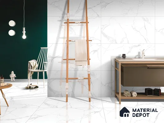 Marble Floor & Wall Tile TL 09233 Enigma Satuario 4 ft x 2 ft Polished Finish Vitrified Tile - 9 mm | 5 Random Design | Suitable For Living Room, Bedroom, Dining Area