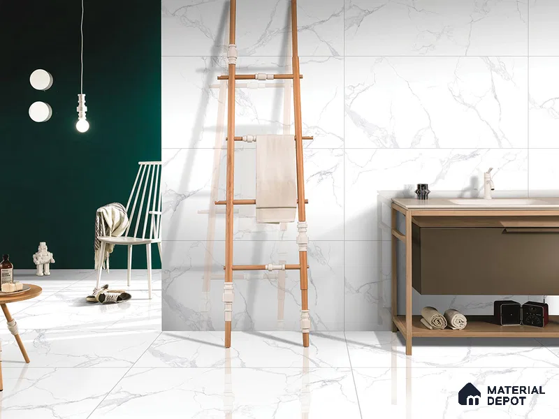 Marble Floor & Wall Tile TL 09233 Enigma Satuario 4 ft x 2 ft Polished Finish Vitrified Tile - 9 mm | 5 Random Design | Suitable For Living Room, Bedroom, Dining Area