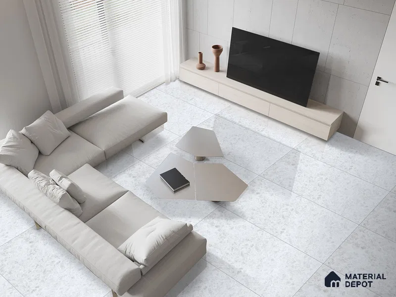 Marble Floor & Wall Tile TL 09350 Barbite Pearl 4 ft x 2 ft Polished Finish Vitrified Tile - 9 mm | 6 Random Design | Suitable For Living Room, Bedroom, Dining Area