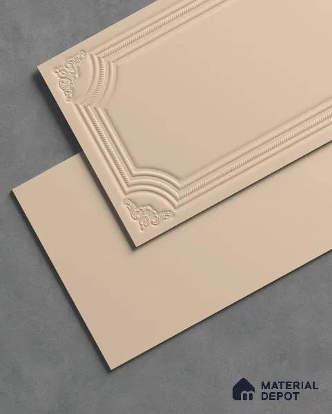 Photo Frame Punch Wall Tile TL 13318 D Essential Sand Beige 4 ft x 2 ft Punch Matte Finish Full Body Vitrified Tile - 9 mm | Suitable For Foyer, Accent/Feature Wall, Bedroom