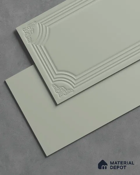 Photo Frame Punch Wall Tile TL 13318 H Core Kota Green 4 ft x 2 ft Punch Matte Finish Full Body Vitrified Tile - 9 mm | Suitable For Foyer, Accent/Feature Wall, Bedroom
