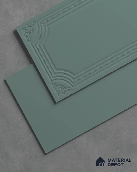 Photo Frame Punch Wall Tile TL 13318 I Masterpiece Moss Green 4 ft x 2 ft Punch Matte Finish Full Body Vitrified Tile - 9 mm | Suitable For Foyer, Accent/Feature Wall, Bedroom