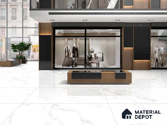 Marble Floor & Wall Tile TL 09346 Smoke White 4 ft x 2 ft Rapidex Finish Vitrified Tile - 9 mm | 4 Random Design | Suitable For Living Room, Bedroom, Dining Area