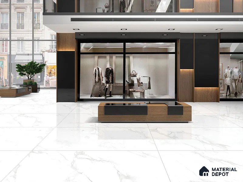 Marble Floor & Wall Tile TL 09346 Smoke White 4 ft x 2 ft Rapidex Finish Vitrified Tile - 9 mm | 4 Random Design | Suitable For Living Room, Bedroom, Dining Area