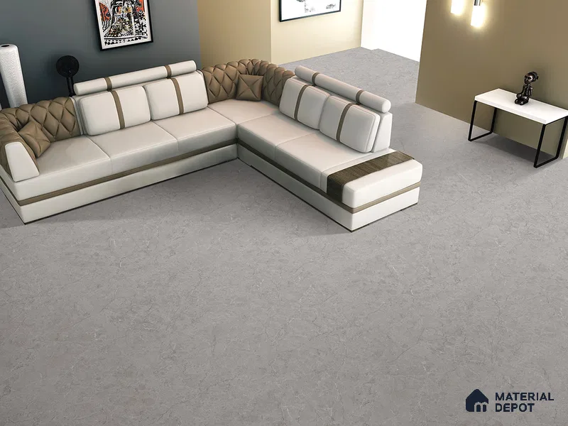 Marble Floor & Wall Tile TL 09230 Refine Grey Silk 4 ft x 2 ft Satin Finish Vitrified Tile - 9 mm | 3 Random Design | Suitable For Living Room, Bedroom, Dining Area