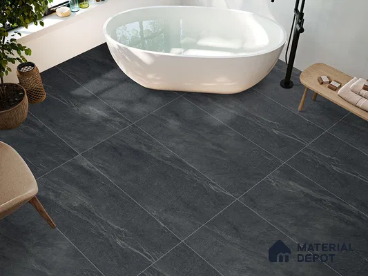 Marble Floor & Wall Tile TL 09237 Portland Nero 4 ft x 2 ft Stonelo Finish Vitrified Tile - 9 mm | 5 Random Design | Suitable For Living Room, Bedroom, Dining Area