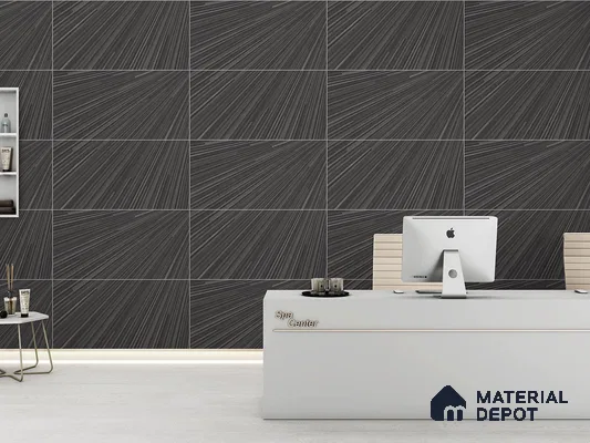 Patterned Floor & Wall Tile TL 09204 Akros Nero 4 ft x 2 ft Textura Finish Vitrified Tile - 9 mm | 2 Random Design | Suitable For Living Room, Bedroom, Dining Area
