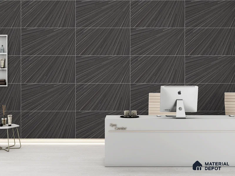 Patterned Floor & Wall Tile TL 09204 Akros Nero 4 ft x 2 ft Textura Finish Vitrified Tile - 9 mm | 2 Random Design | Suitable For Living Room, Bedroom, Dining Area
