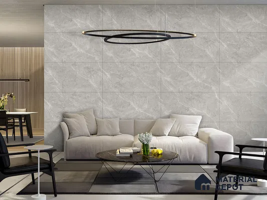 Marble Floor & Wall Tile TL 09202 French Bottochino Grigio 4 ft x 2 ft Textura Finish Vitrified Tile - 9 mm | 4 Random Design | Suitable For Living Room, Bedroom, Dining Area